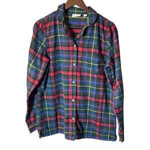 L.L. Bean Plaid Flannel Pajama Shirt Top  Men’s Medium Tall Cotton Lounge